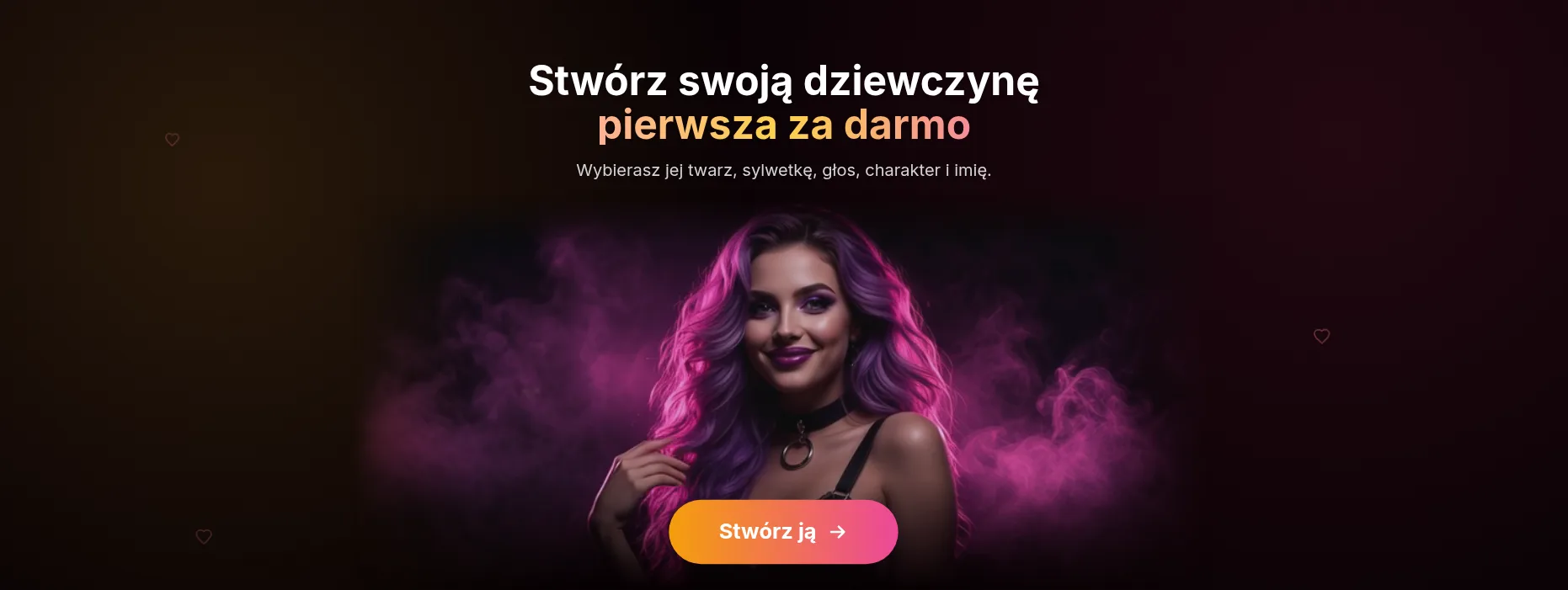 Sekcja „Stwórz swoją dziewczynę – pierwsza za darmo” na stronie głównej Erotyczka.pl
